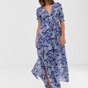 & Other Stories Blue Floral Empire Waist‎ Maxi Dress Size 4